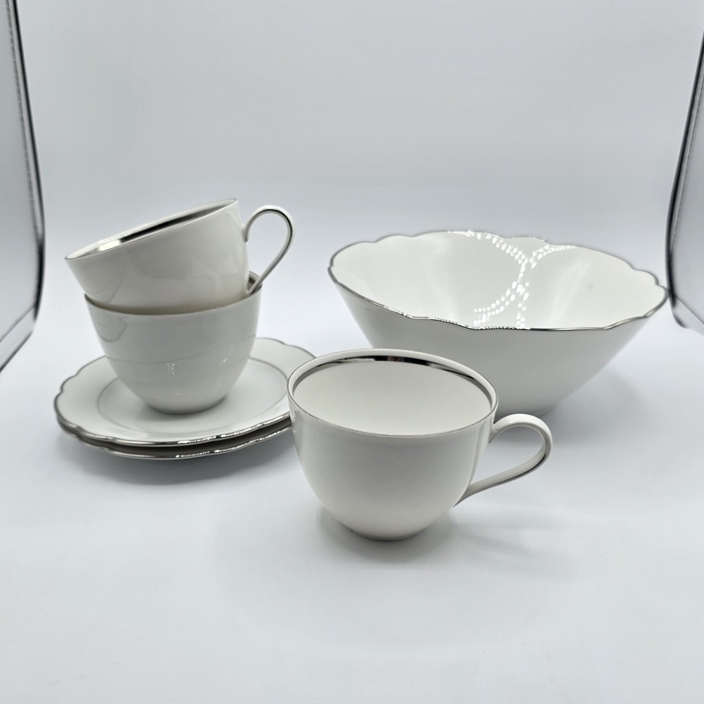 Vintage Seltmann Weiden Bavaria Inka die‎ Qualitat Silver Rim Bowl Teacup Saucer